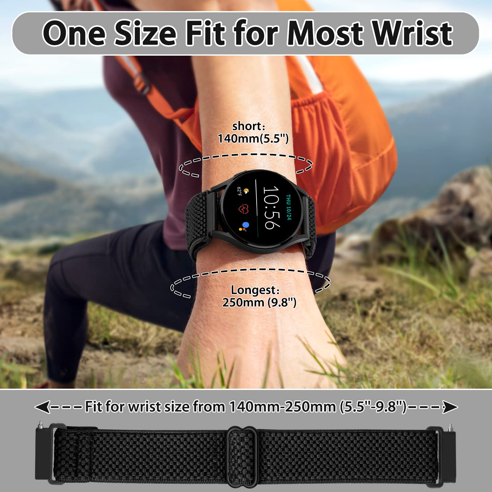 TumpCez - Quick Release Elastic Nylon Watch Straps - Band Width- 16mm 18mm 19mm 20mm 22mm 24mm Watch Straps -Choose Colour & Width