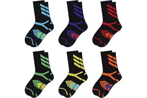 Comfoex Boys Crew Socks Athletic Long Cotton Socks For Kids Half Cushioned Calf Sports Socks 6 Pairs