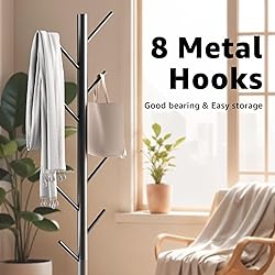 HzTinT Coat Rack with Natural Marble Base, Metal