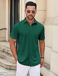 COOFANDY White Dress Shirt for Men Mens Short