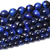 10MM Blue Tiger Eye Round Loose Beads Natural Gem Beads Crystal Energy Stone Beads for Jewelry Making DIY Bracelet Necklace
