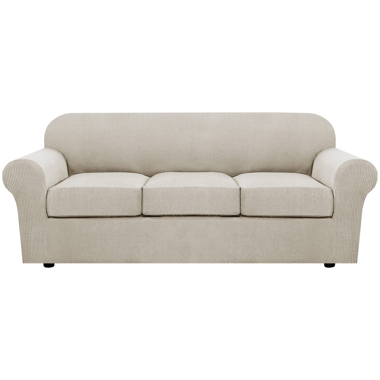 Photo 1 of H.VERSAILTEX 4 Piece Stretch Sofa Covers for 3 Cushion Couch Covers for Living Room Furniture Slipcovers (Base Cover Plus 3 Seat Cushion Covers) Upgraded Thicker Jacquard Fabric (Sofa, Island Fossi)