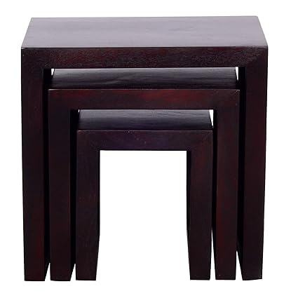 Ringabell Gloriya Solid Wood Nest of Table Set of 3(Mahogany Finish)