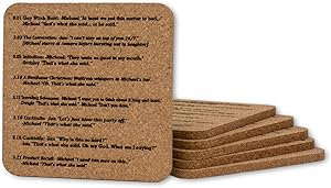 That's What She Said Coasters, Quote from Every Epidsode from The Office TV Show, Natural Cork Set of 6 (Standard Cork)
