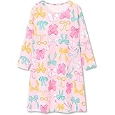 Topgal Teen/Little Girls Nightgown Long Sleeves Tie-Dye Bows Butterfly Breakfast Nightdress Kids' Sleepwear Size 6-16