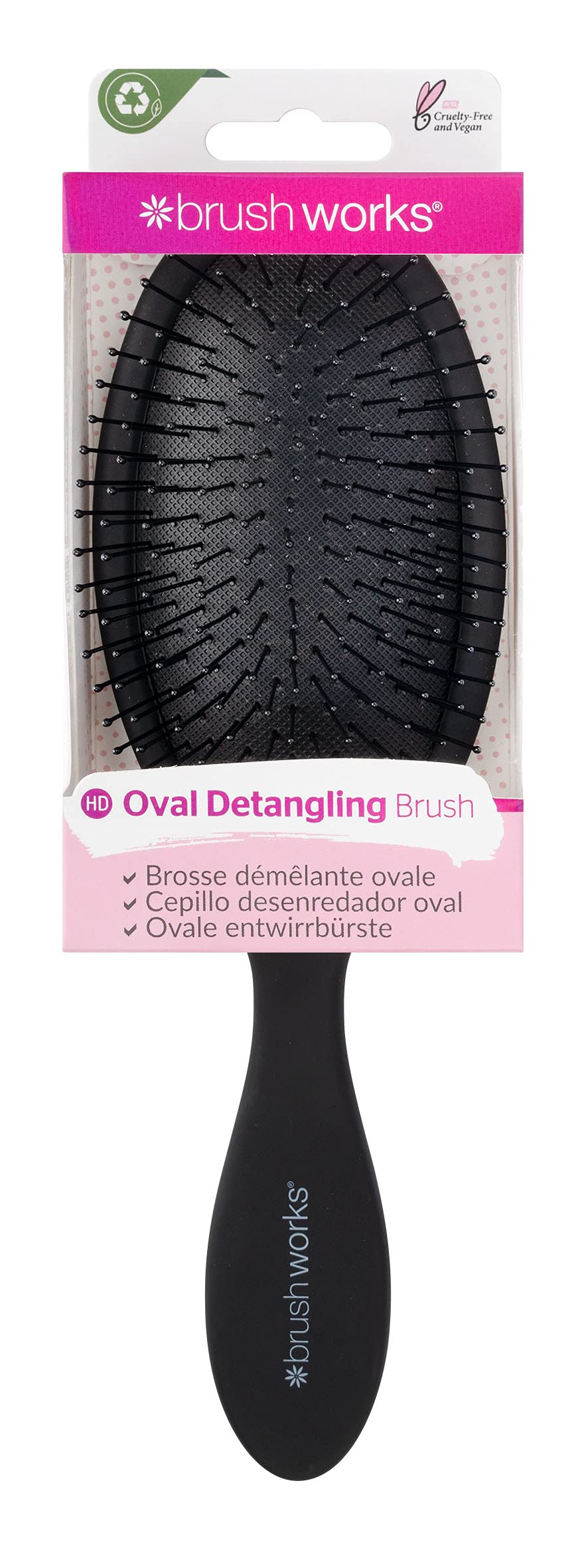 Brushworks Oval Detangling Hair Brush - Black