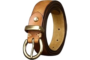 TYWestyles Womens Belt for Jeans Genuine Leather Belt Vintage Solid Brass Circle buckle Gift Box Packaging