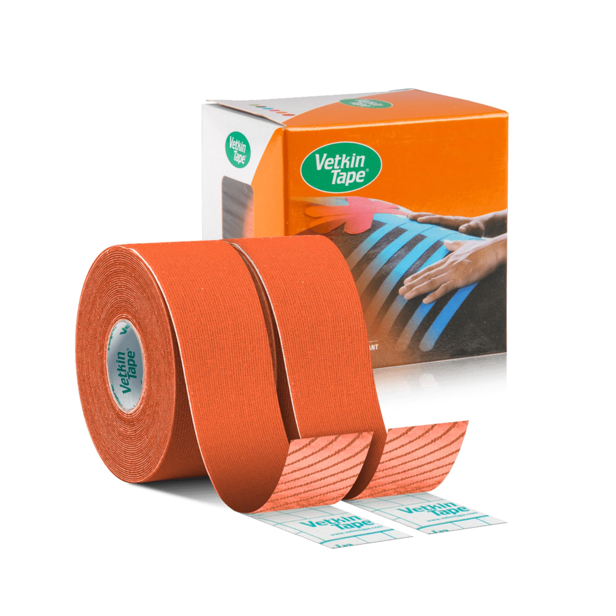 VetkinTape® Veterinary Kinesiology Tape Orange | kinesiology Tape For Horses & Dogs | Equine & Canine Kinesiotape | Latex Free and TÜV Quality Mark Certified Ktape | 3cm-5m | Pack of 2 Rolls