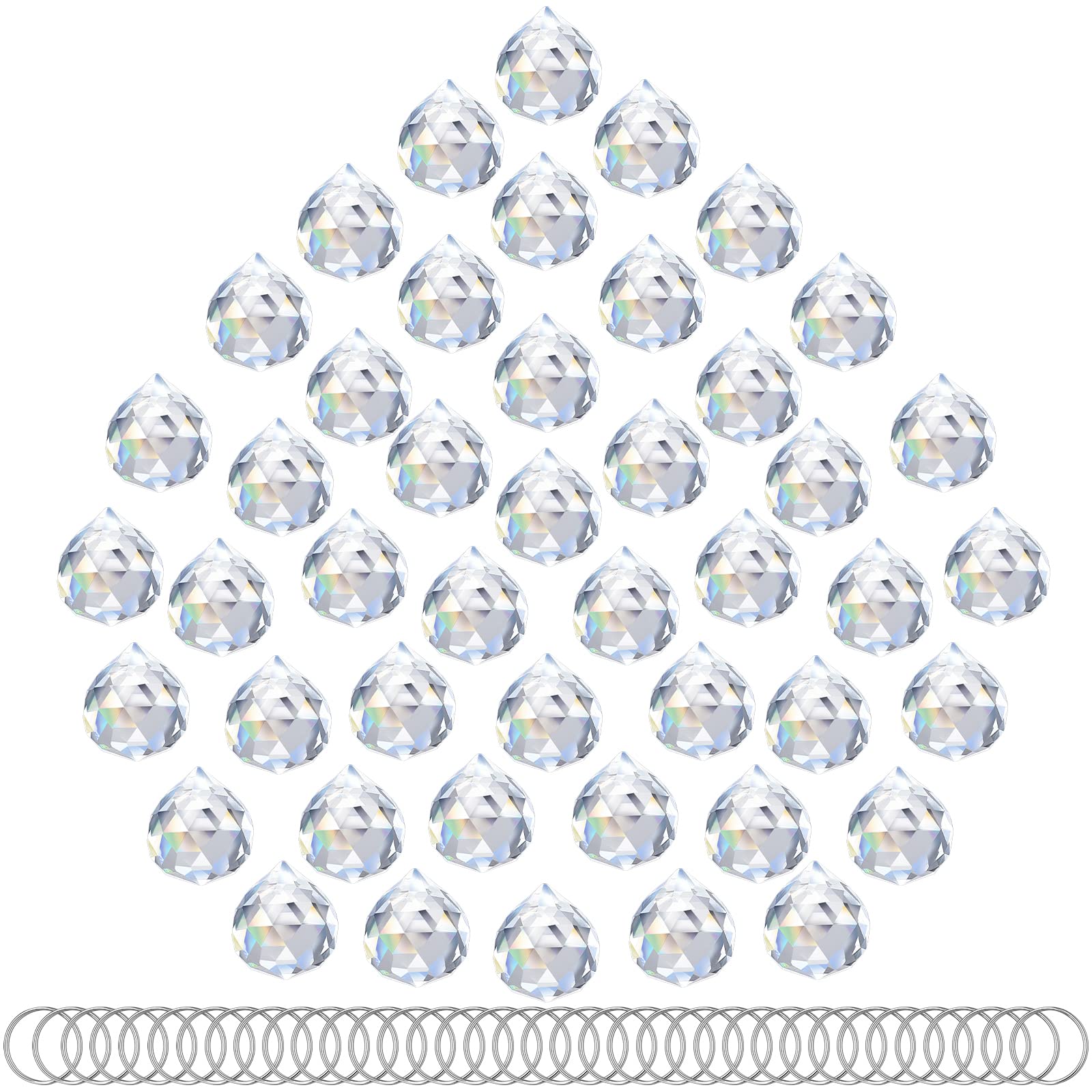 Photo 1 of Sabary 48 Pcs Clear Crystal Ball Suncatcher Sun Catcher Crystal Prisms for Chandeliers Rainbow Pendants Maker Hanging Crystals for Windows Feng Shui for Gift(Round,30 mm)