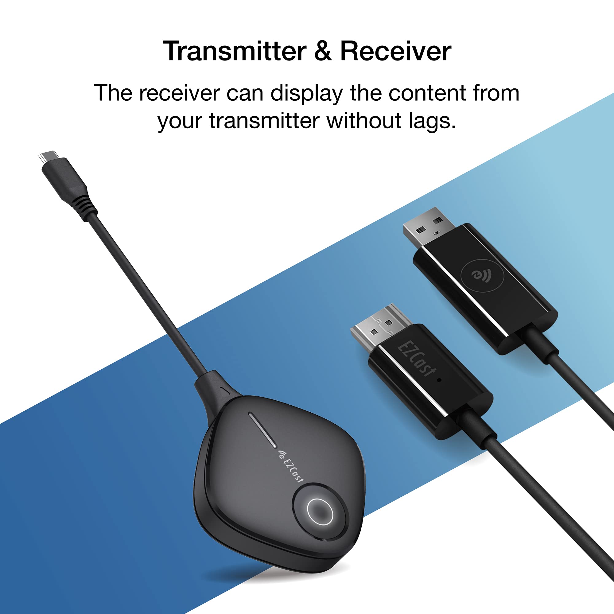 EZCast TwinX Package USB-C DisplayPort to HDMI Wireless Display Transmitter and Receiver Kit, Screen Mirror iPhone 15 and iPad, MacBook to HDTV and Projector
