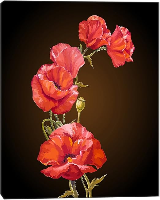 Amazon Com Designart Pt10015 12 20 Bright Poppies Flower Floral