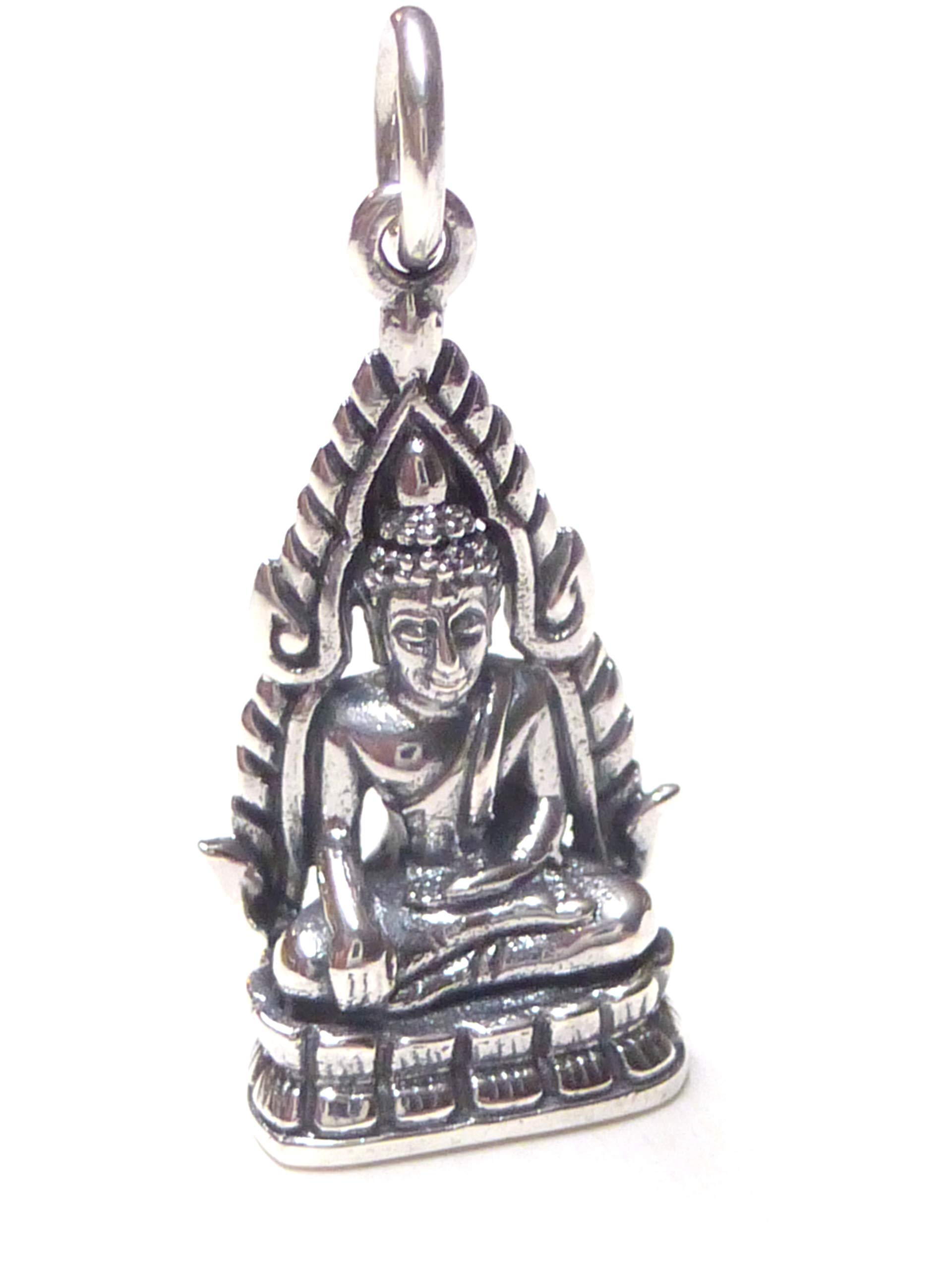 Unisex Sterling Silver Buddha Pendant - Protection Symbol - Good Luck, Sterling Silver