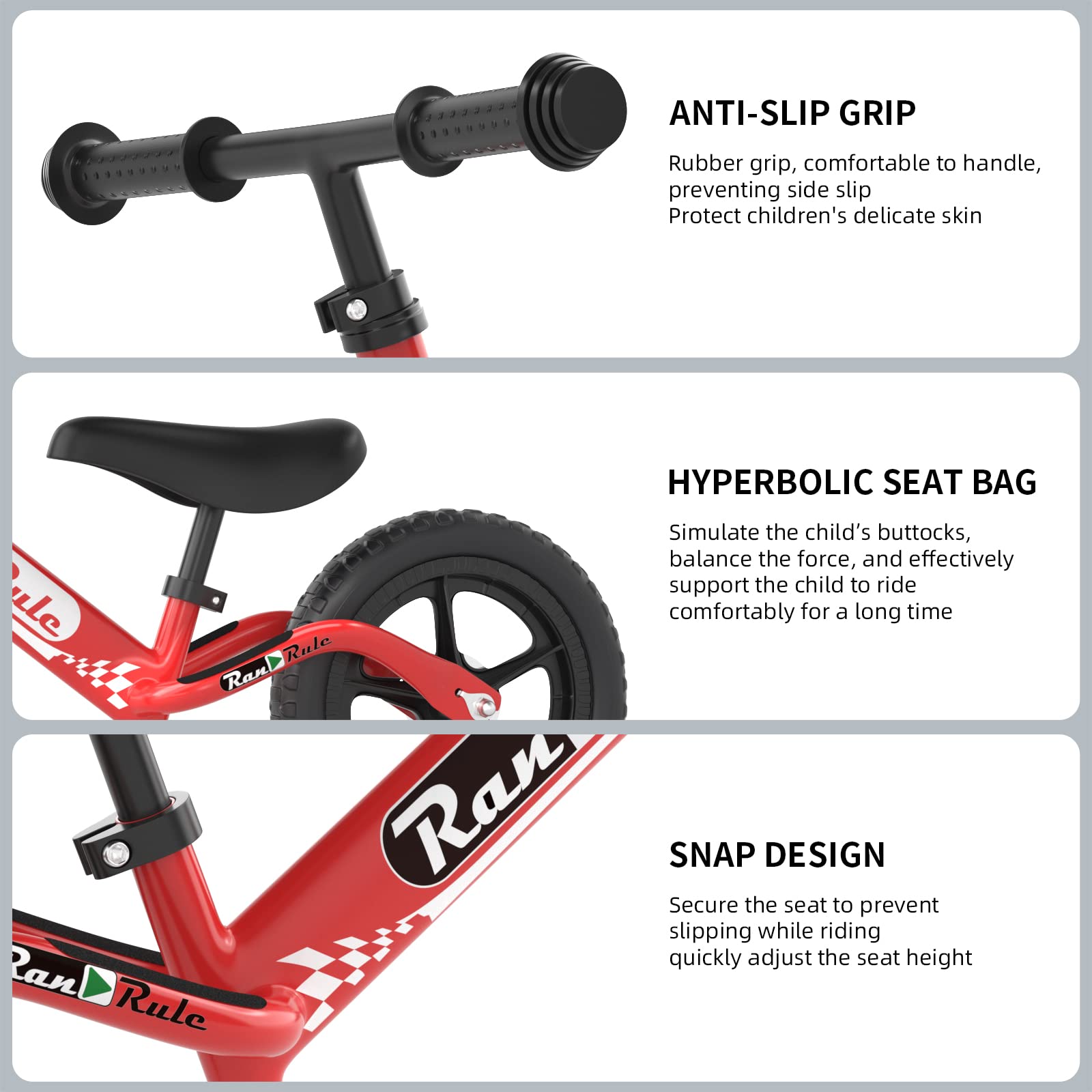 RoyalBaby RanRule Balance Bike, Ages 24 Months to 5 Years Old Boys Girls Gift, Toddlers Toys Bicycle 12 Inch Wheel