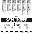 Cat 6 Ethernet Cable 3ft 6Pack, Outdoor&Indoor, 10Gbps Support Cat 8 Cat 7 Network, Heavy Duty Internet LAN Patch Cord, Solid
