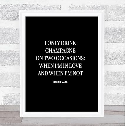 Citation De Coco Chanel Champagne Impression Noir Et Blanc Small
