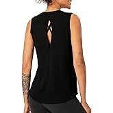 CHALLMOTI Women's Yoga Tops Racerback Open Back Workout Tank Tops Running Shirts Loose Fit Athletic Gym Sports UPF50+