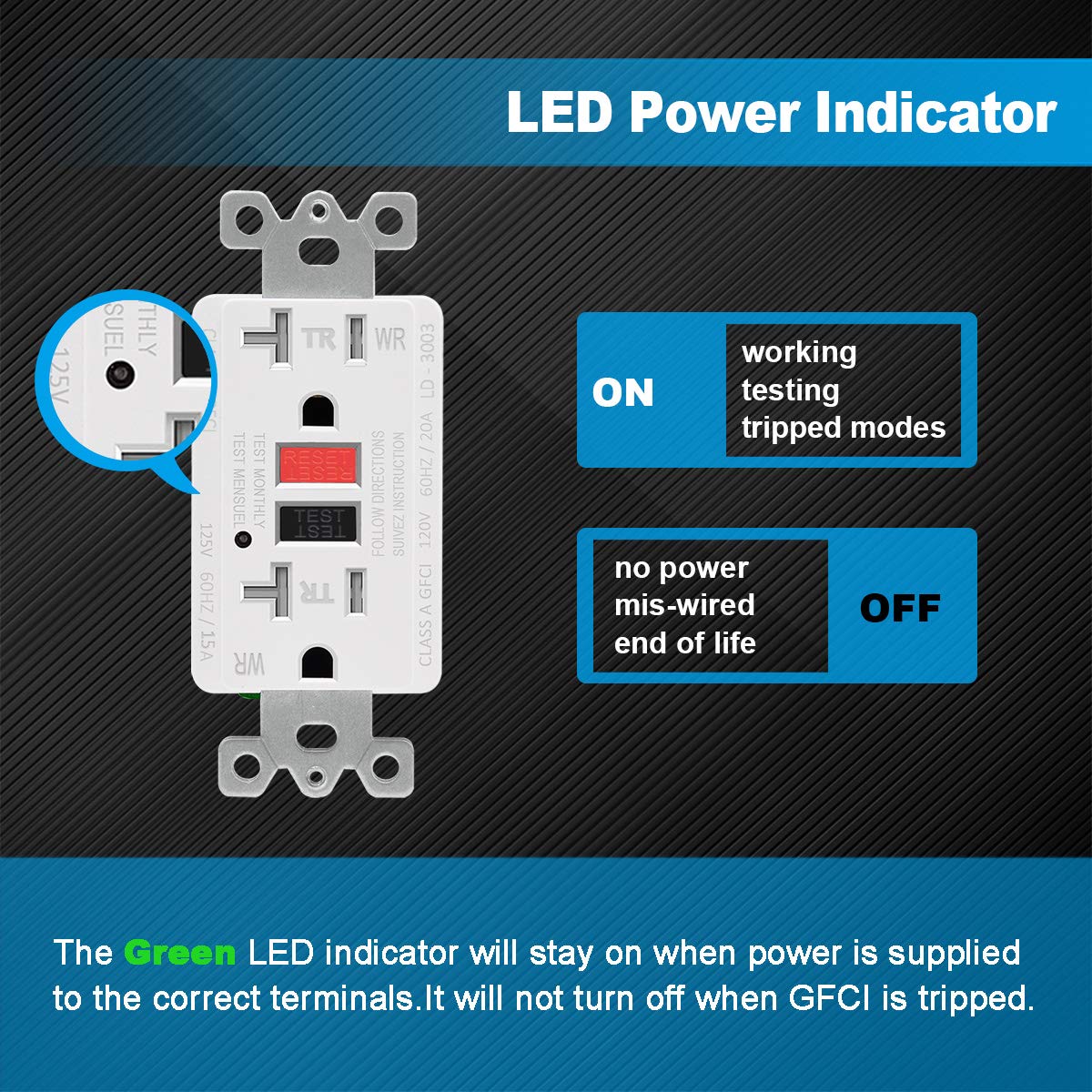 (10 Pack) UNIELE GFCI Receptacle Outlet, 20A/125V, Weather-Resistant (WR) & Tamper-Resistant(TR) Ground Fault Circuit Interrupter Outlets, Wallplate Included, White: Industrial & Scientific