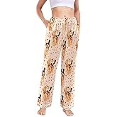 Golden Retriever Dog Hearts Women's Wide Leg Pajama Pants with Pockets Sleepwear