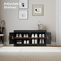 Homleke 2-Tier Storage Bench, Shoe Bench with