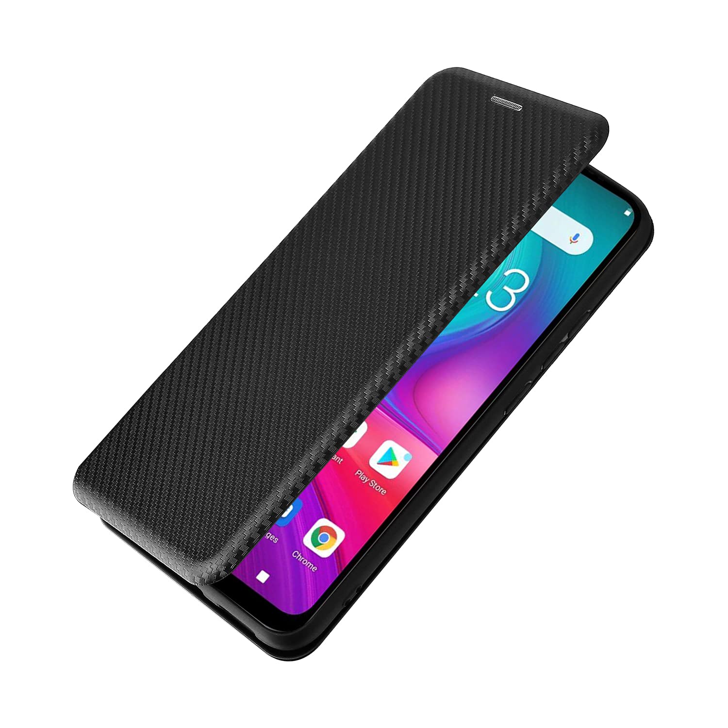 BeyondTop Wallet Case for Doogee X96 Pro Carbon Case, Doogee X96 Pro has Kickstand function, Carbon fiber Phone Case Compatible with Doogee X96 Pro-Black