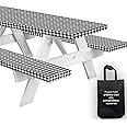 LINPRO 8ft Picnic Table Cover Set With Bench Covers – Waterproof Vinyl, Elastic Corners, Checkered