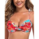 RELLECIGA Women’s Push Up Bikini Top Criss Cross Underwire Swimsuit Top for Women