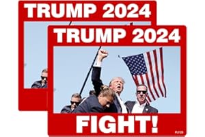 AZ HOUSE OF GRAPHICS Trump Fight 2024 2 Pack Stickers: 5" x 4" Assassination Attempt Donald Trump Debate 2024 Political Election FJB Car Truck Window Laptop Vinyl Decal Never Surrender Sticker