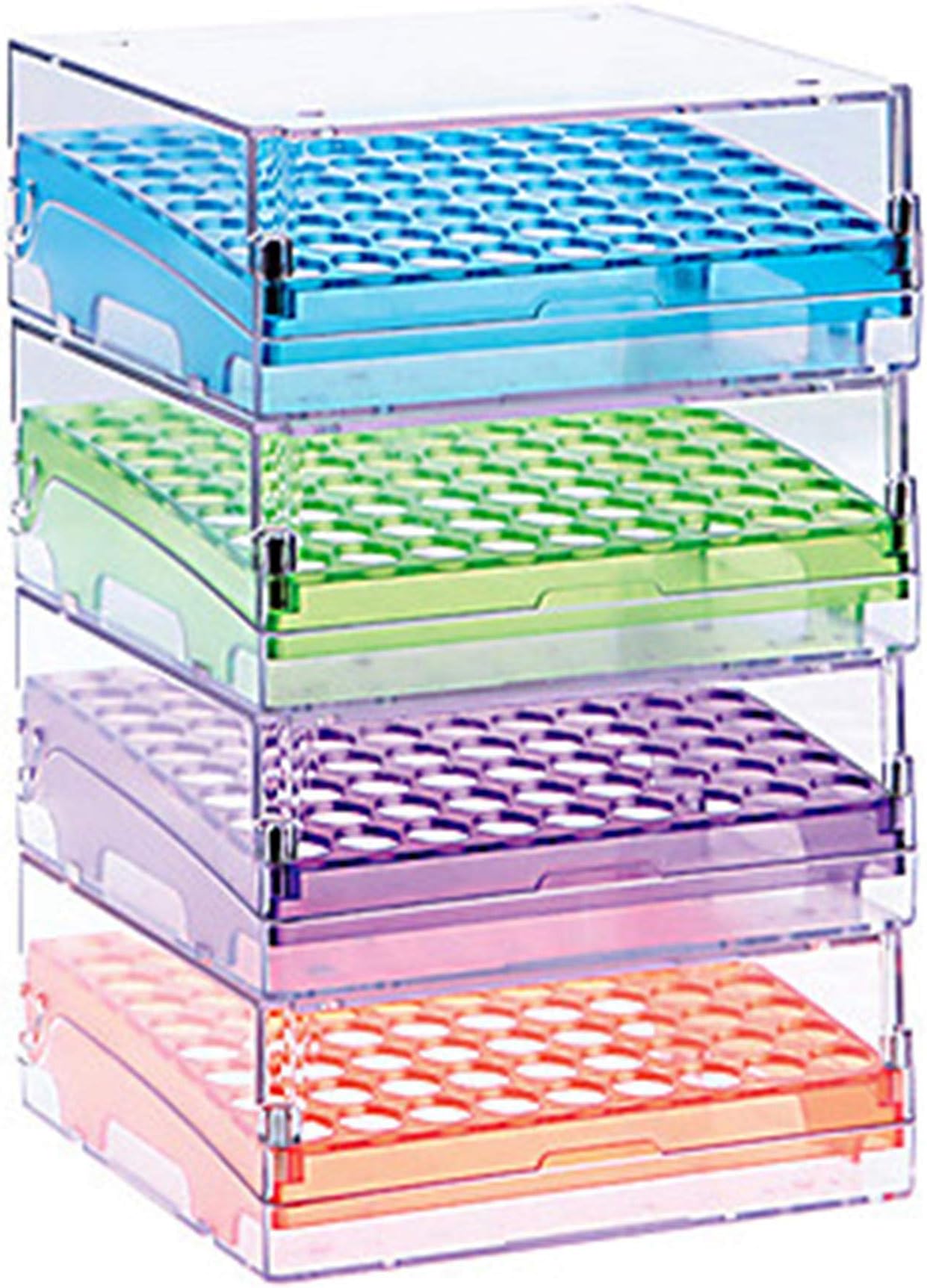 Argos Technologies R3143 Magne-Box Magnetic Polycarbonate Cryo-Boxes 81-Place, Assorted (Purple/Green/Blue/Orange), 5 1/4" x 5 1/4" x 2 1/8" (Pack of 4)