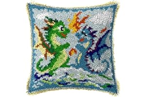 YOOTOM Latch Hook Kits for Adult Kids Begginers, Latch Hook Pillow Cushion DIY Embroidery Pillowcase Making Crafts with Pre-Printed 17x17in, Home Sofa Decor