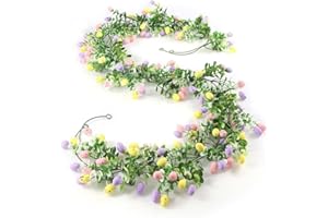 2/4 PCS 6 Feet Easter Garland, Easter Egg Garland for Mantle for Easters Tree, Mantle, Bedroom, Office, Classroom & Party Dec