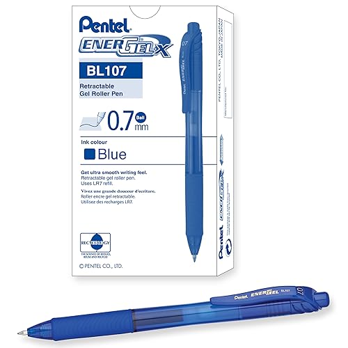 Pentel BL107C EnerGel-X Retractable Roller Gel Pen, Blue