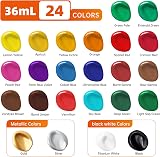 ARTKUNST Acrylic Paint Set 24 x 36 ml with 10 Brushes Canvas Included view 2