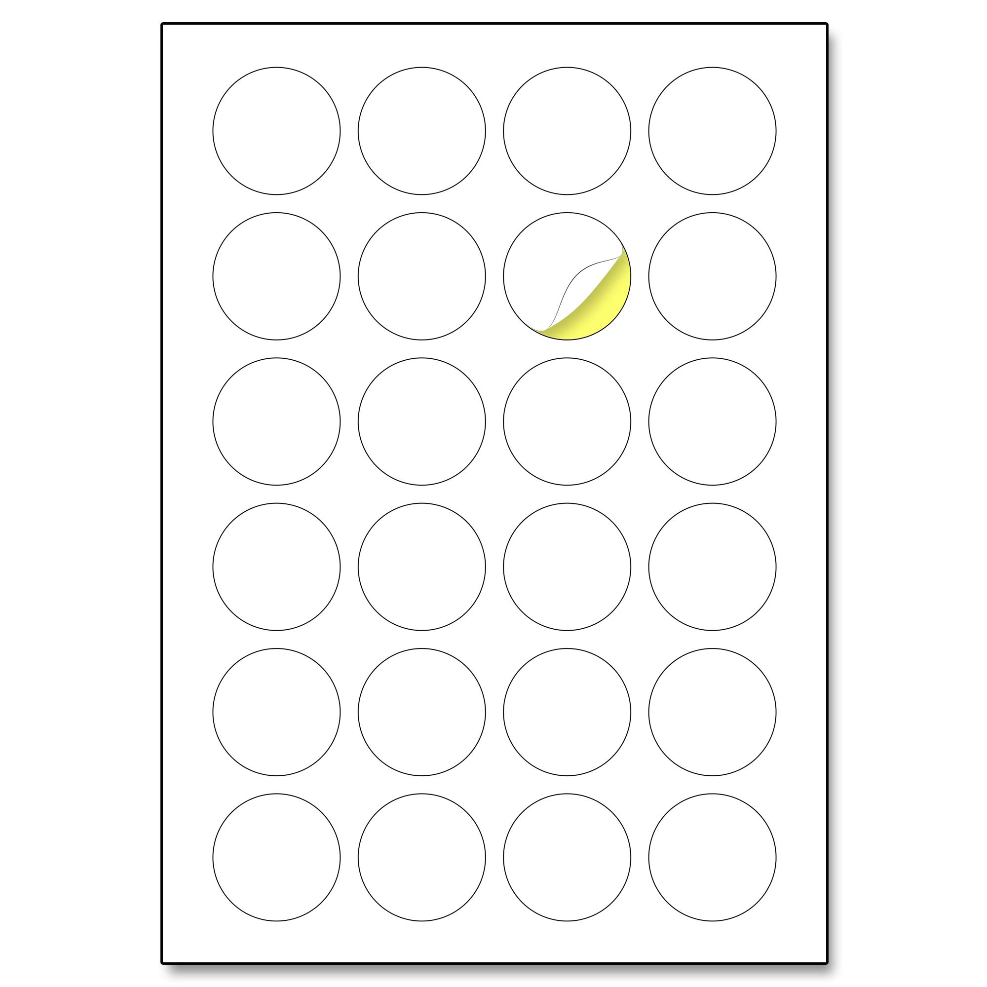 24 per Sheet, 25 Sheets, 40mm A4 Round White Sticker Paper Circle Labels, Laser/Inkjet Printing