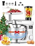 Flyseago Stand Mixer 8-IN-1 8.5 Qt 2000W Multifunctional Fermentation Electric Kitchen Mixer 6 Speed Tilt-Head with Stainless Steel Bowl, 1.5L Glass Jar Meat Grinder Dough Hook Whisk Pasta Attachment