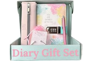 Life is a Doodle Diary with Lock For Girls- Girls Journal Gift Set Includes: Leather Notebook Journal with Lock, Travel Pencil Case, Love Cuff, Writing Pen - Trendy Journal For Teen Girls & Kids