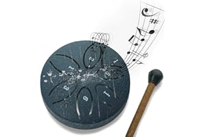 TWODEER Rain Chime Drum-Steel Tongue Drum 3 Inches 6 Notes,Rain Drum for Outside Garden,Steel Tongue Drum Rain Chime Waterproof, Mini Handpan Drum, Drum Rain Chime Waterproof (The leaves are navy blue)