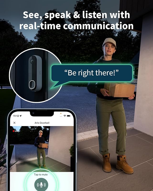 HD Video Türklingel mit Kamera & schwarzer Hülle, WLAN Doorbell