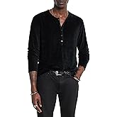 John Varvatos Men's Rosario Henley, Black