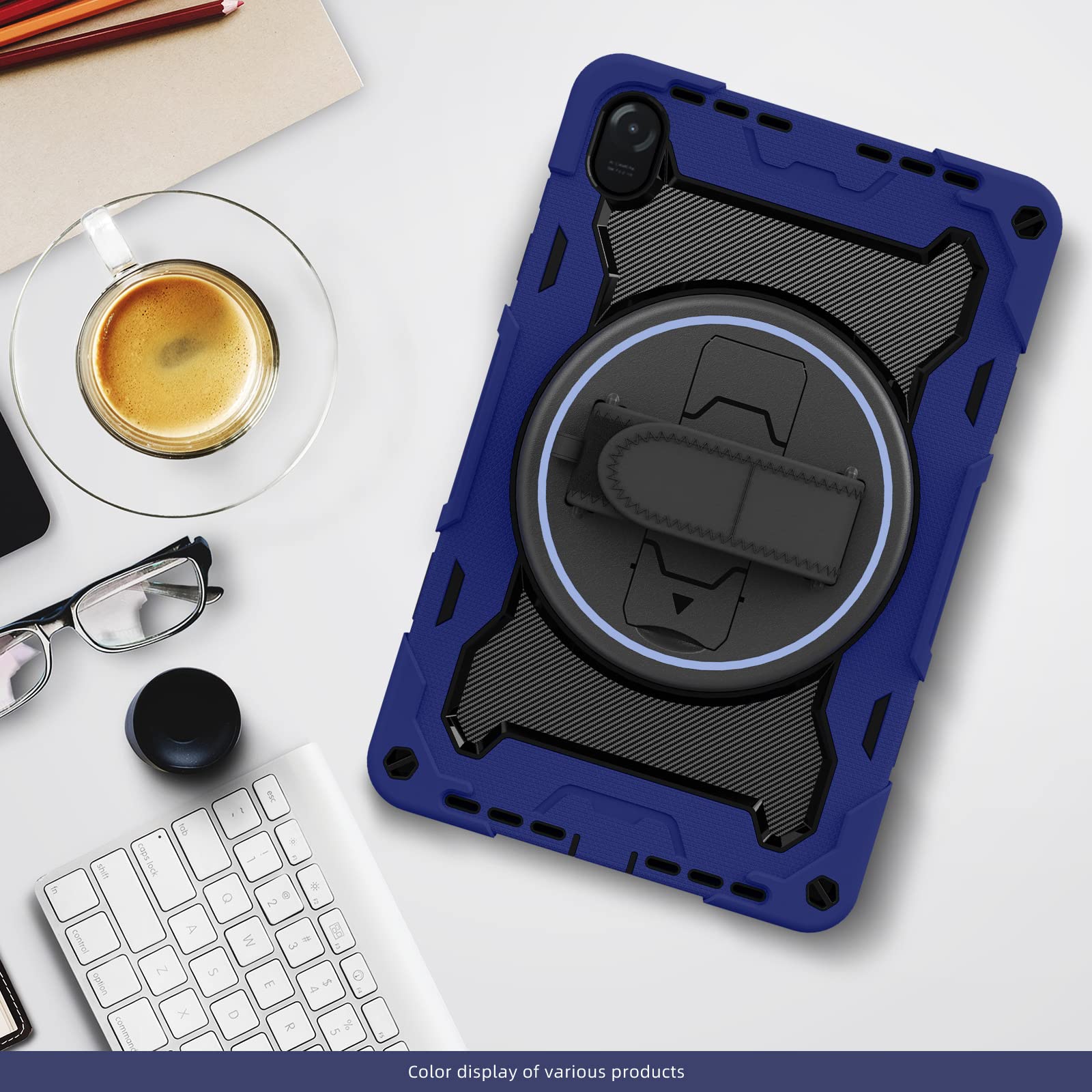 INSOLKIDON Compatible with Case for HONOR PAD 8 12 Inch tablet, Full Coverage Ultra Slim adjustable Stand Silicone Shockproof Lightweight Protective Cover Case (Navy)