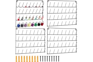 HAITRAL HAITARL 4 Set of Sewing Thread Organizer,Wall-Mounted Metal Thread Rack,32-Spool Thread Holder with Hanging Hooks for Organizing Threads,Brown