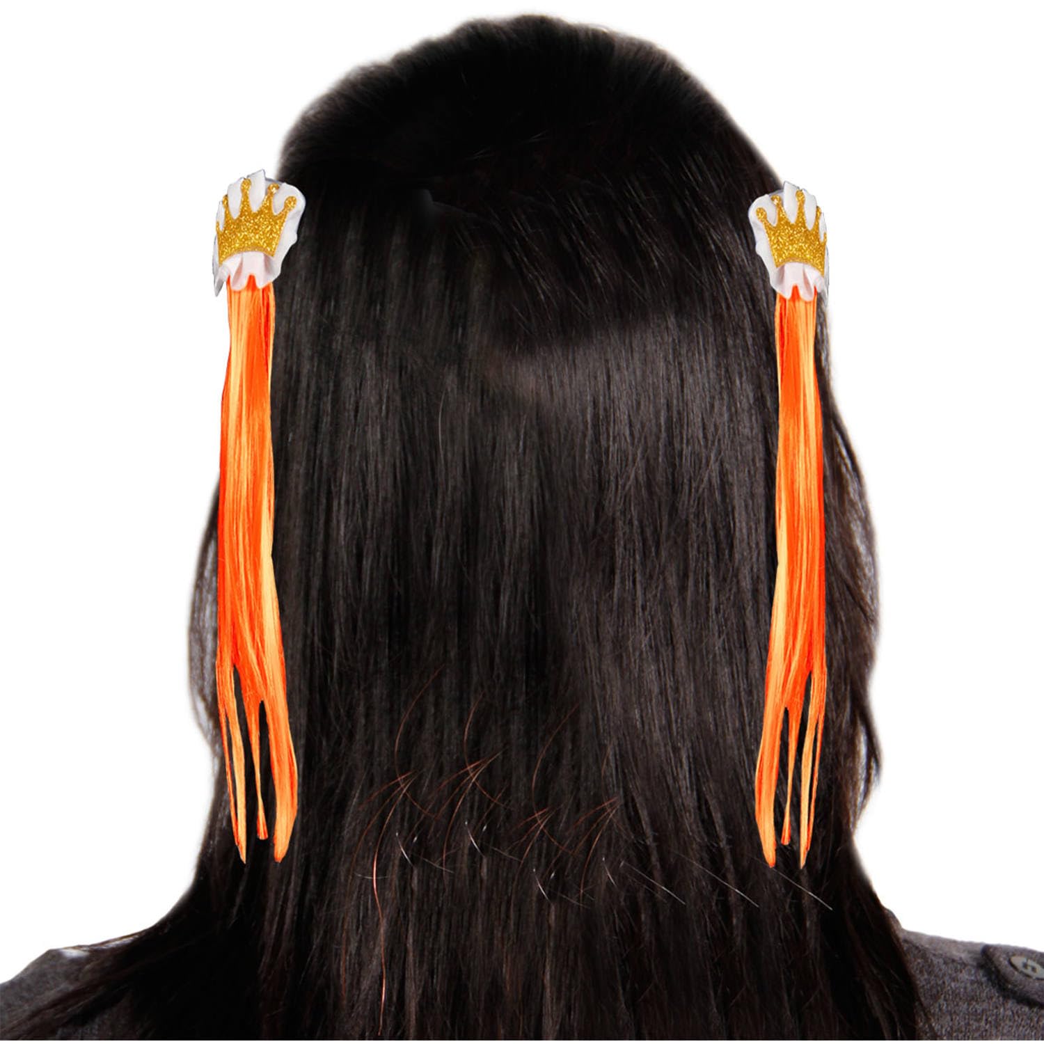 Folat Hair Clip Set Orange with Crown.