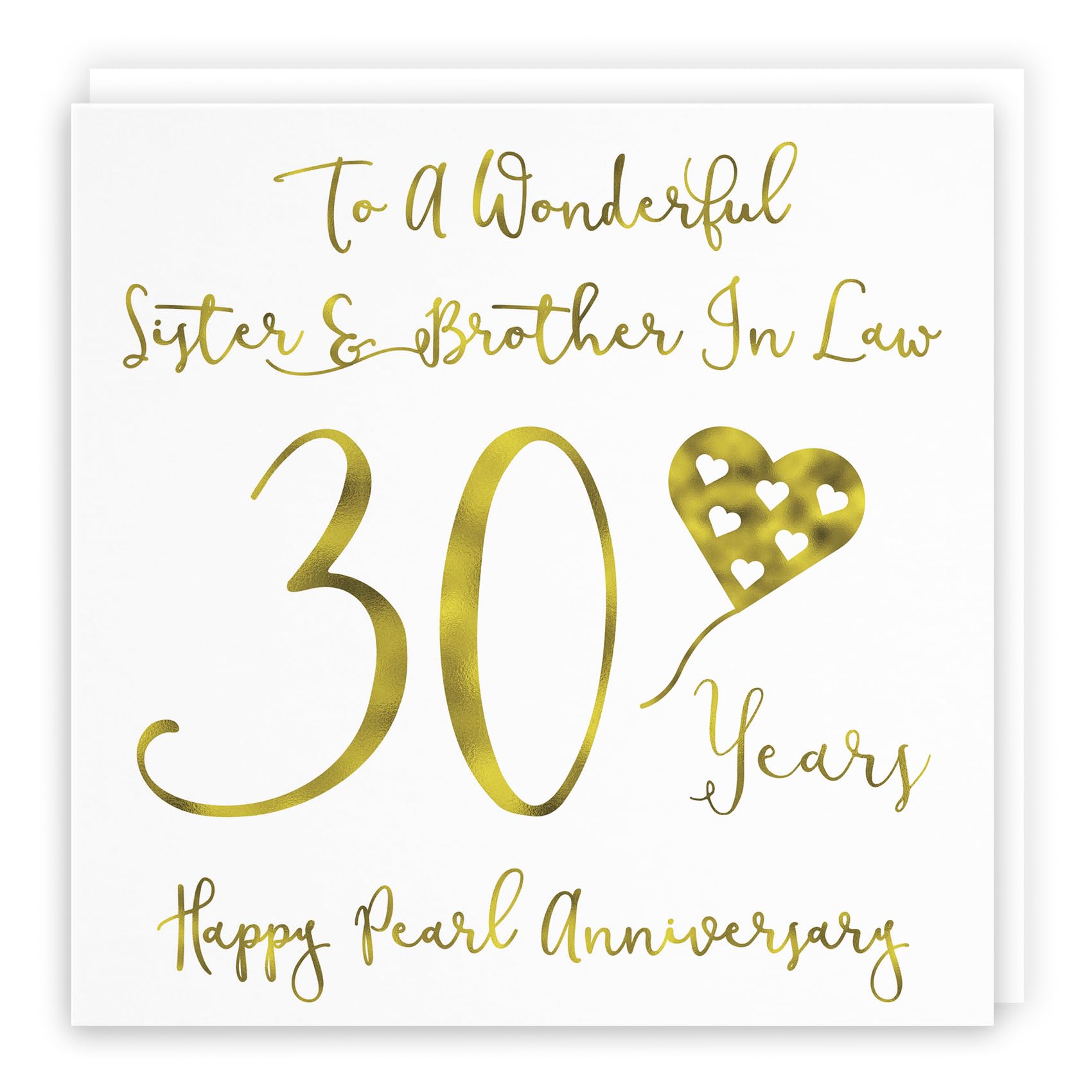 Hunts England - Large Sister And Brother In Law 30th Anniversary Card - To A Wonderful Sister & Brother In Law - 30 Years - Happy Pearl Anniversary - Milano Collection - Large - 210 x 210 mm