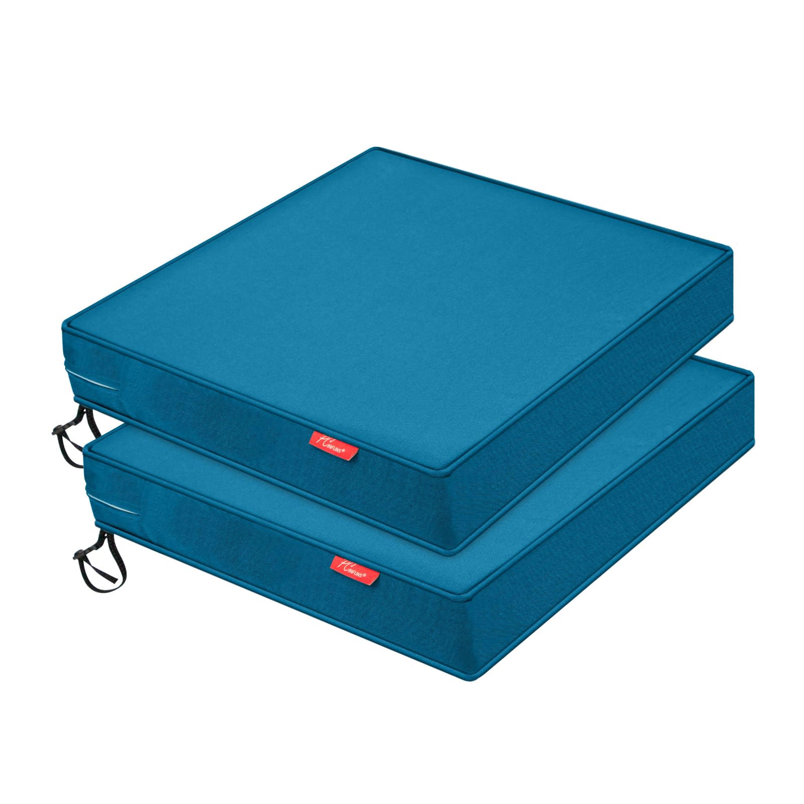Photo 1 of Pcinfuns Outdoor Chair Cushion 24 x 24 Inch Seat Cushions for Patio Furniture Garden Sofa Couch Chair Pads with Adjustable Straps Set of 2, Blue