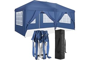 TOOLUCK 10x20 Pop Up Canopy Tent with 6 Sidewalls Tents for Parties Waterproof Camping Canopy Ez Up Party Tent Outdoor Portable Gazebo for Backyard Commercial Event Tent, Blue