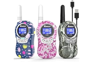 Qniglo Walkie Talkies for Kids Rechargeable with Li-ion Battery, Long Range Kids Walkie Talkies 3 Pack, Toys Walkie Talkie for Girls, Boys, Birthday Halloween Xmas Gifts, Outdoor Camping
