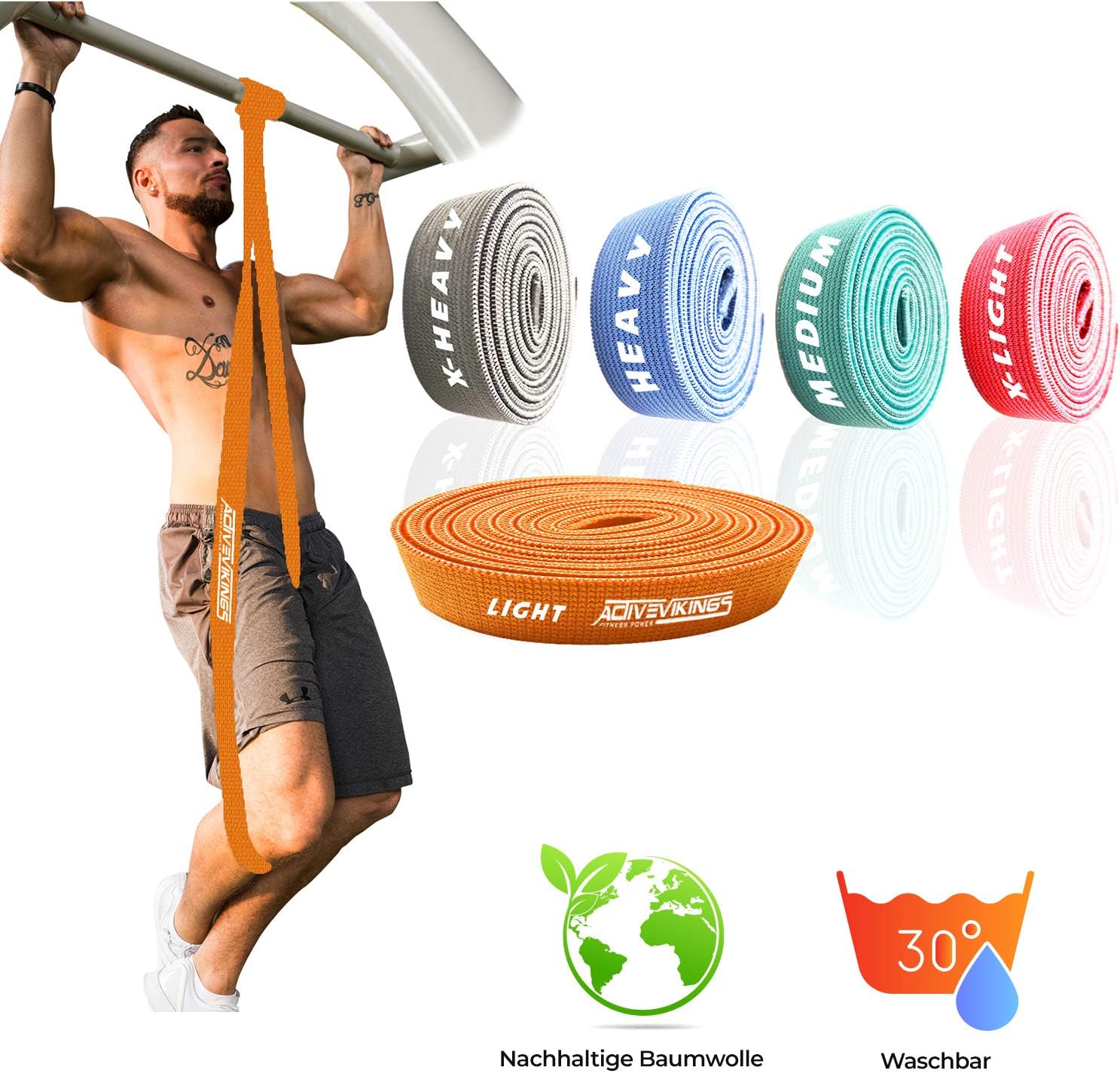 Bandas de fitness ActiveVikings® de tela pull-up, perfectas para ...