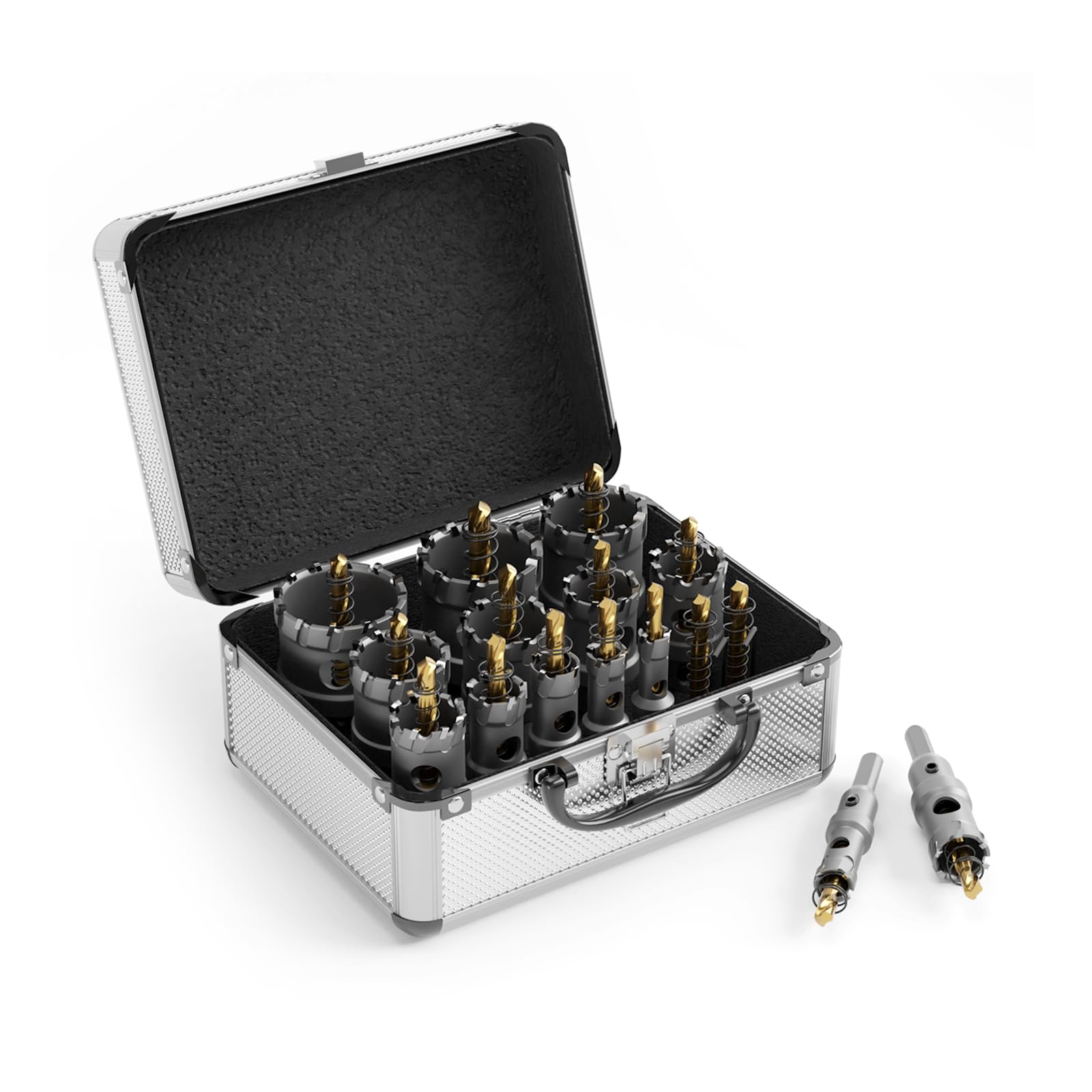 CSOOM Upgrade high-performance carbide hole saw, 12 pieces, TCT hole cutters, with 2 x extra titanium-coated pilot centre drills and 2 x L keys. Stainless steel and metal grille are the ideal choice.