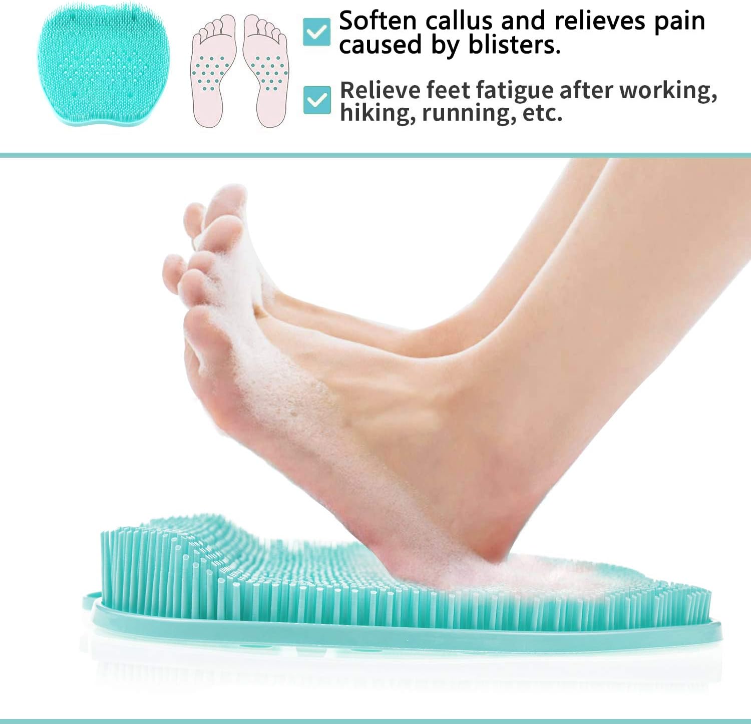 Newthinking Foot Scrubber Cleaner Massager, Shower Foot Massager Cleaner Brush with Non-Slip Suction Cups and Foot Acupressure Massage Mats for Foot Care, Foot Circulation & Reduces Foot Pain (Green): Health & Personal Care