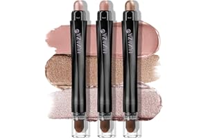 LUXAZA PRO Classic 3PCS Neutral Eyeshadow Stick Makeup Set, Metallic Shimmer Matte Cream Eye Shadow Eyeliner Brightener Pencil Crayon - H1