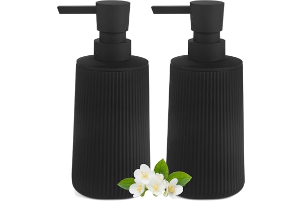 DAHACIS Black Soap Dispenser, Modern Stylish Small Hand Dish Soap Dispenser for Kitchen and Bathroom Countertop Decorative (B